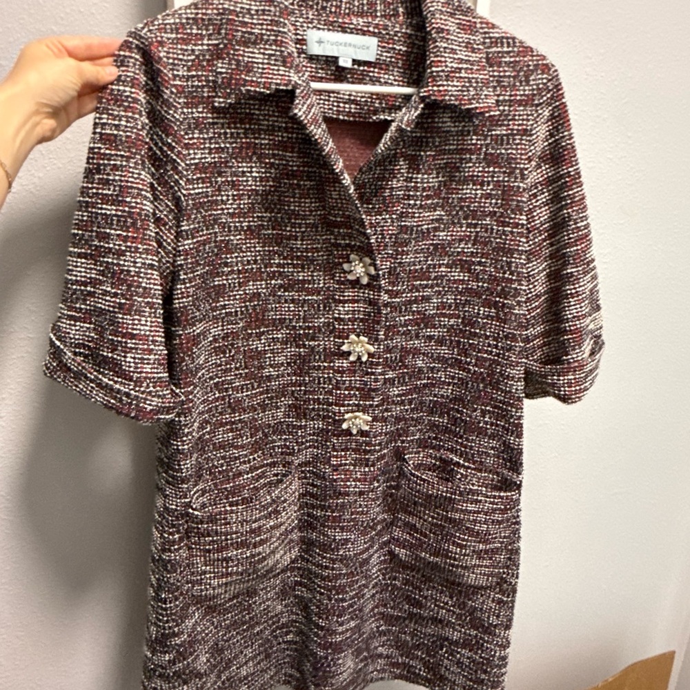 Tuckernuck Red Tweed Scout Dress sz XS Short Sleeve A-Line Mini